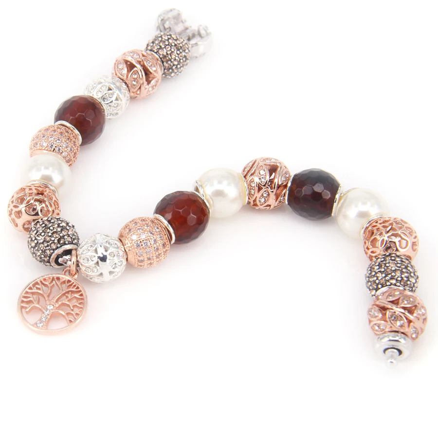 Томас Стиль розовое золотое солнце ожерелье из жемчуга и оливковый браслет с