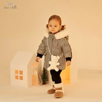 dbm20447 dave bella winter baby girls plaid down coat children 90 white duck down padded kids jacket with a small bag