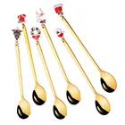 Рождественские ложки из нержавеющей стали, ложка для кофе для вечерние с рождественским кулоном, рождественские украшения, Рождество, Новый год 2022