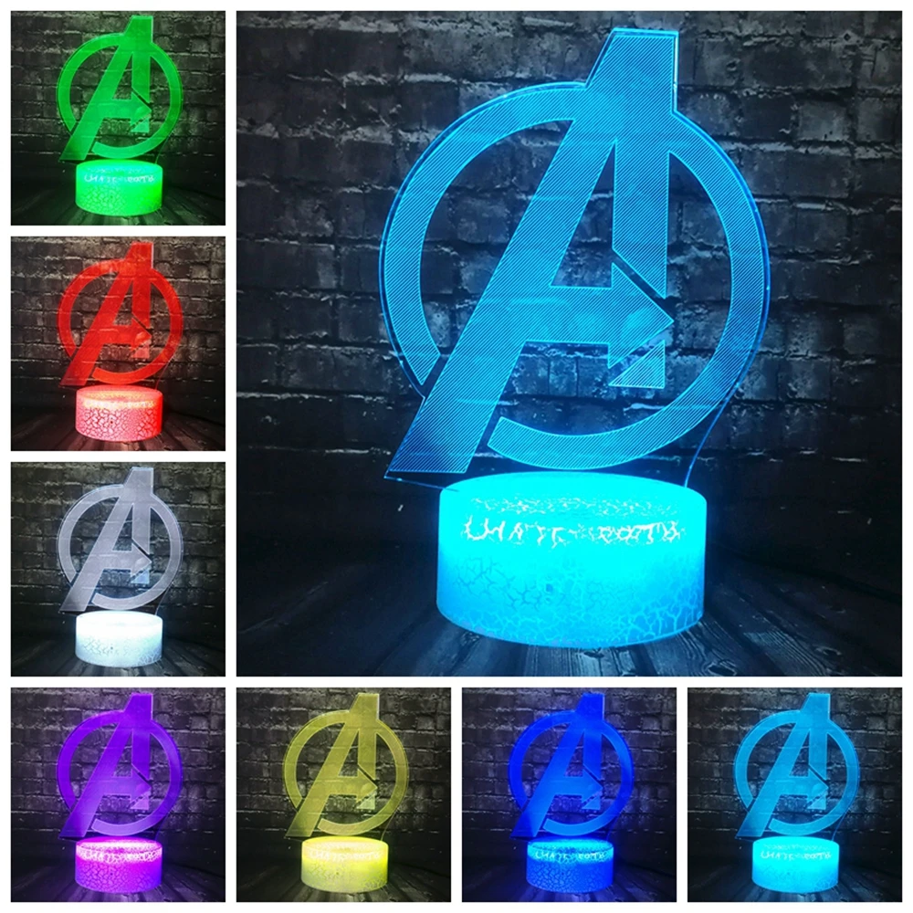 Креативный Marvel 7 видов цветов USB Батарея заряд энергии супер герой реквизит Капитан Америка щит светодиодный декор комнаты Настроение Ночной светильник детский подарок