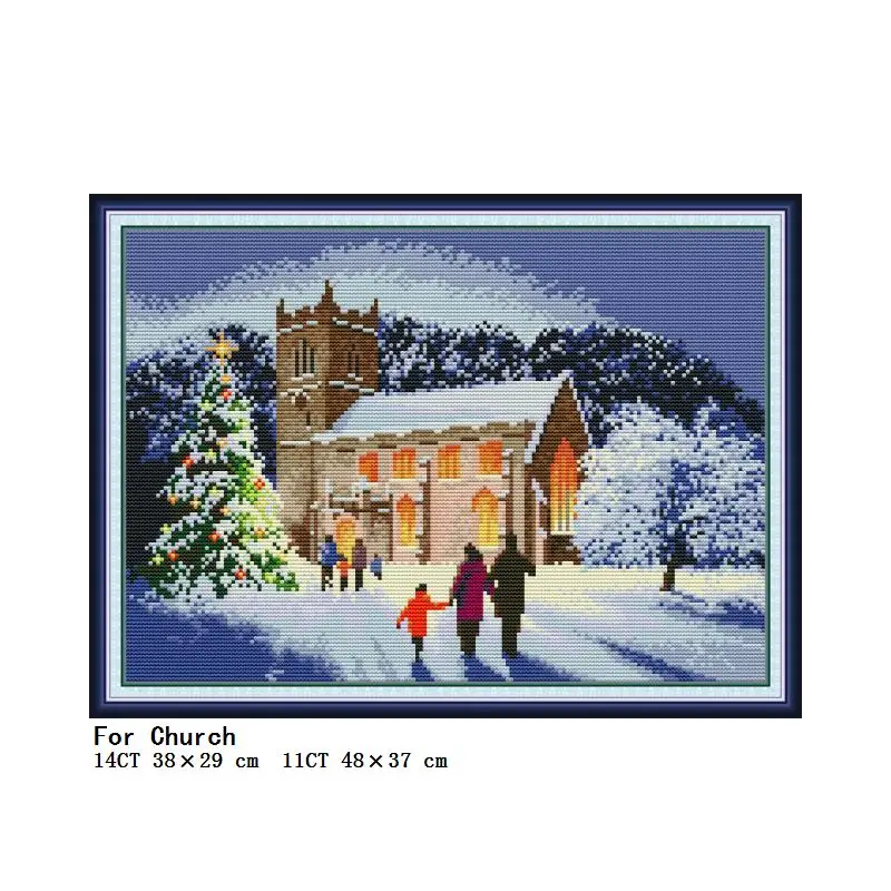 

Stamped cross stitch kits warm family of three DIY kit craft needlework embroidery kit cotton thread canvas home accessories