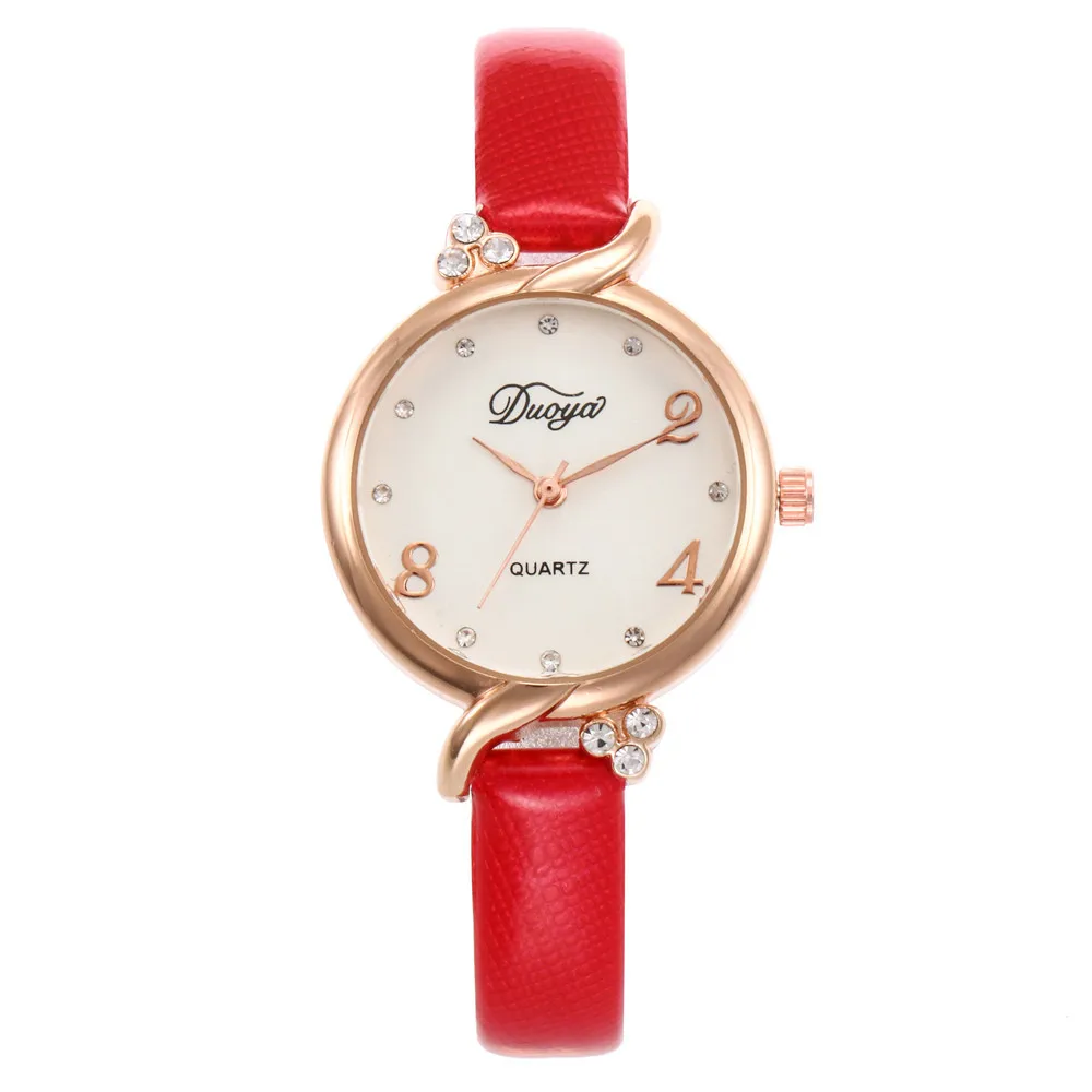 D Montre femme, маленькие и нежные женские часы с тонким ремешком, Модные Кварцевые женские кожаные часы с тонким ремешком, женские часы А4 - Цвет: D