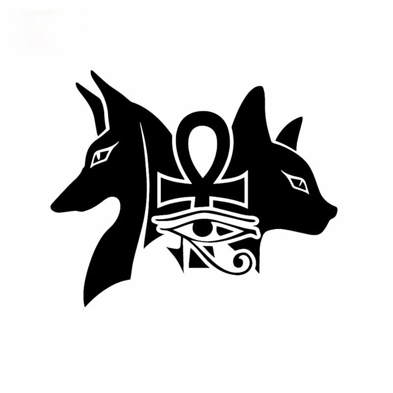

Personalized Vinyl Decal Ancient Egyptian Dogs Bastet Eye of Horus Vinyl Car Sticker Black/Silver