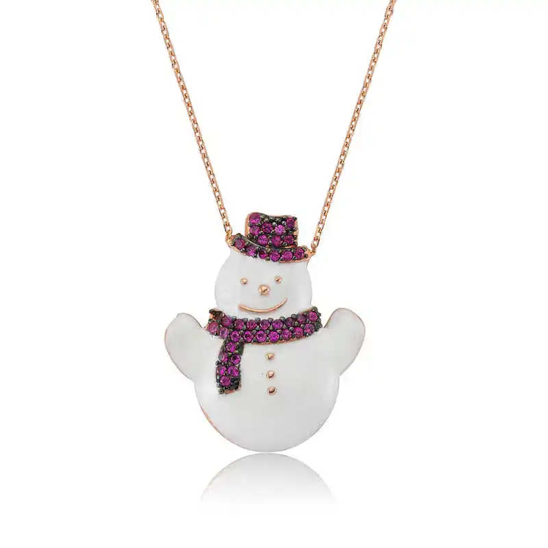 

Real Silver 925 Jewelry Sterling Silver Snowman Lady Necklace