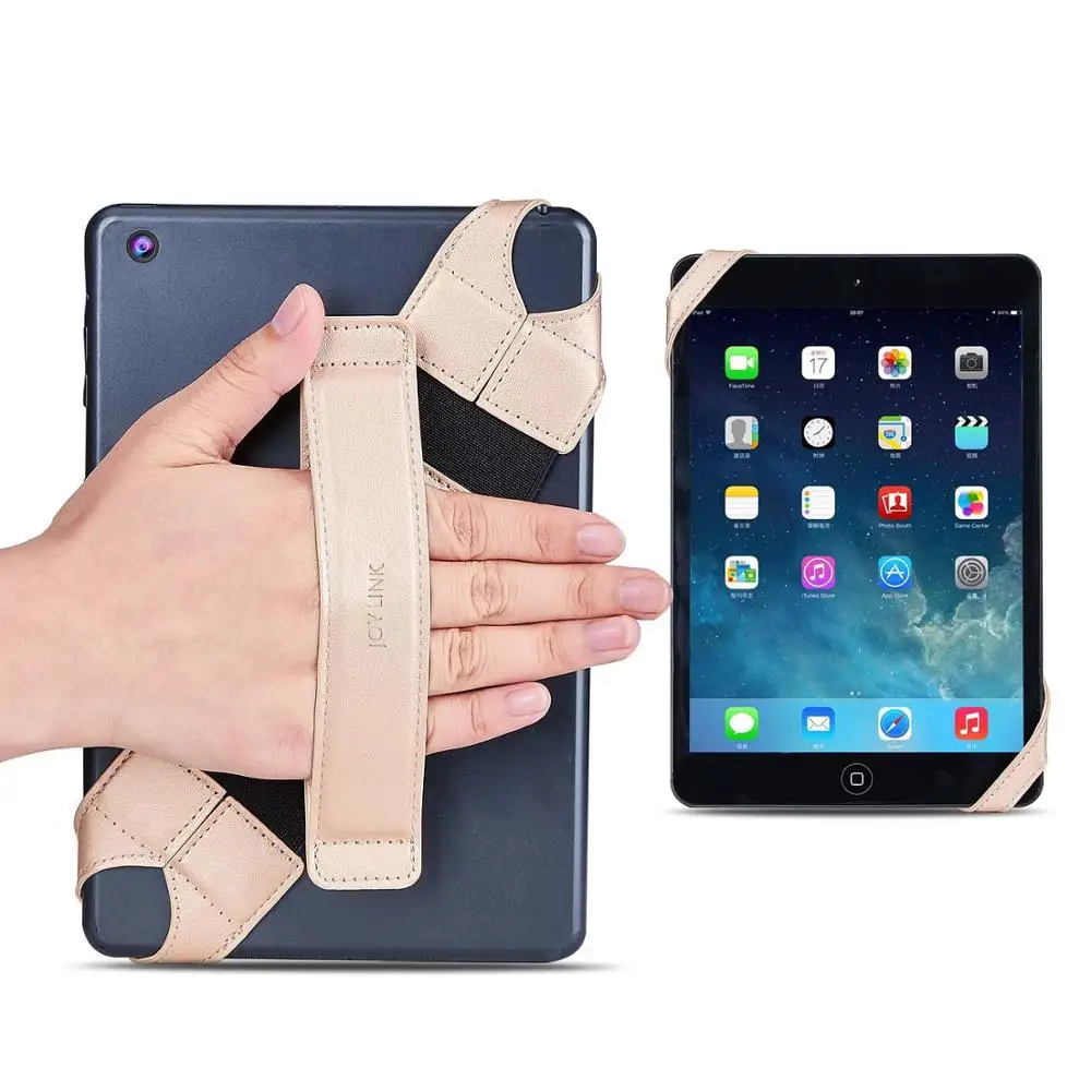 JOYLINK Универсальный держатель для планшета с ремешком для iPad всех 7,9~ 8,4 дюймовых планшетов Поворотная на 360 градусов кожаная ручка с эластичной ручкой - Цвет: Gold