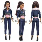 Модные джинсы 16 BJD, Одежда для кукол Барби, зимнее джинсовое пальто, куртка, рубашка, брюки, сумка, обувь 11,5 дюйма, аксессуары для кукол, игрушка