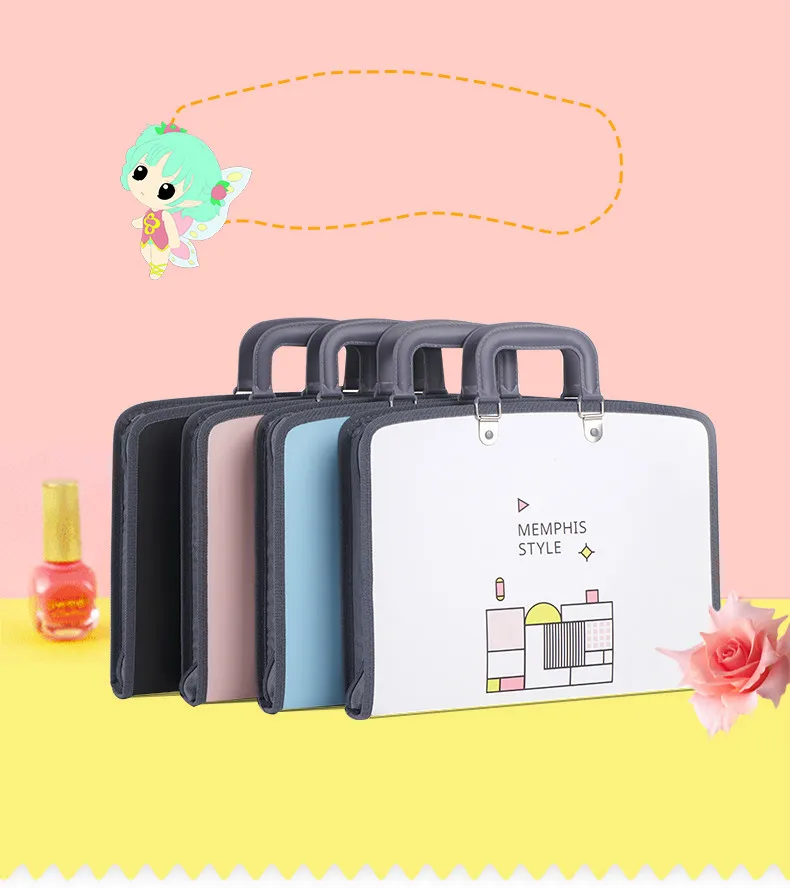 TDurable книга А4 Сумка для документов портфель-папка для бумаг сумка с ручкой застежка-молния 13 слоев PP широкий кошелек бумажная сумка