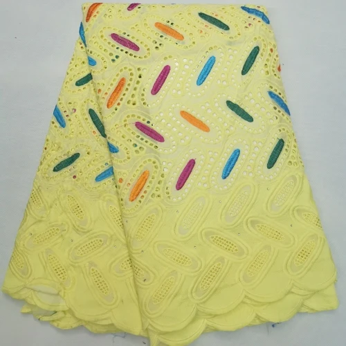 Оранжевый Африканский 100% хлопок кружевной ткани новейшее швейцарское кружево