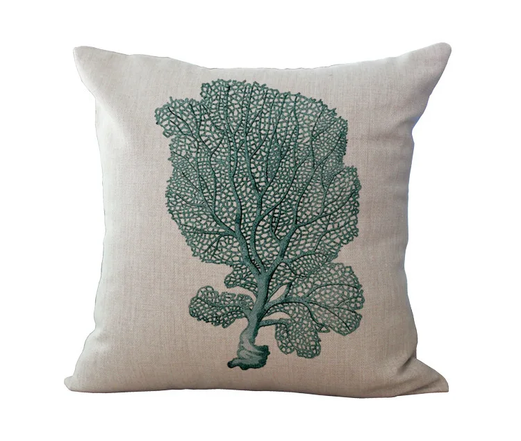 

Ocean Coral Sea Horse Starfish Conch Furniture Decoration Pillow Car Sofa Cushion Cover