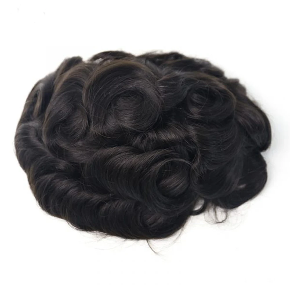 BYMC Mlaysia Человеческие волосы Remy французское кружево с PU мужской шиньон отбеленные