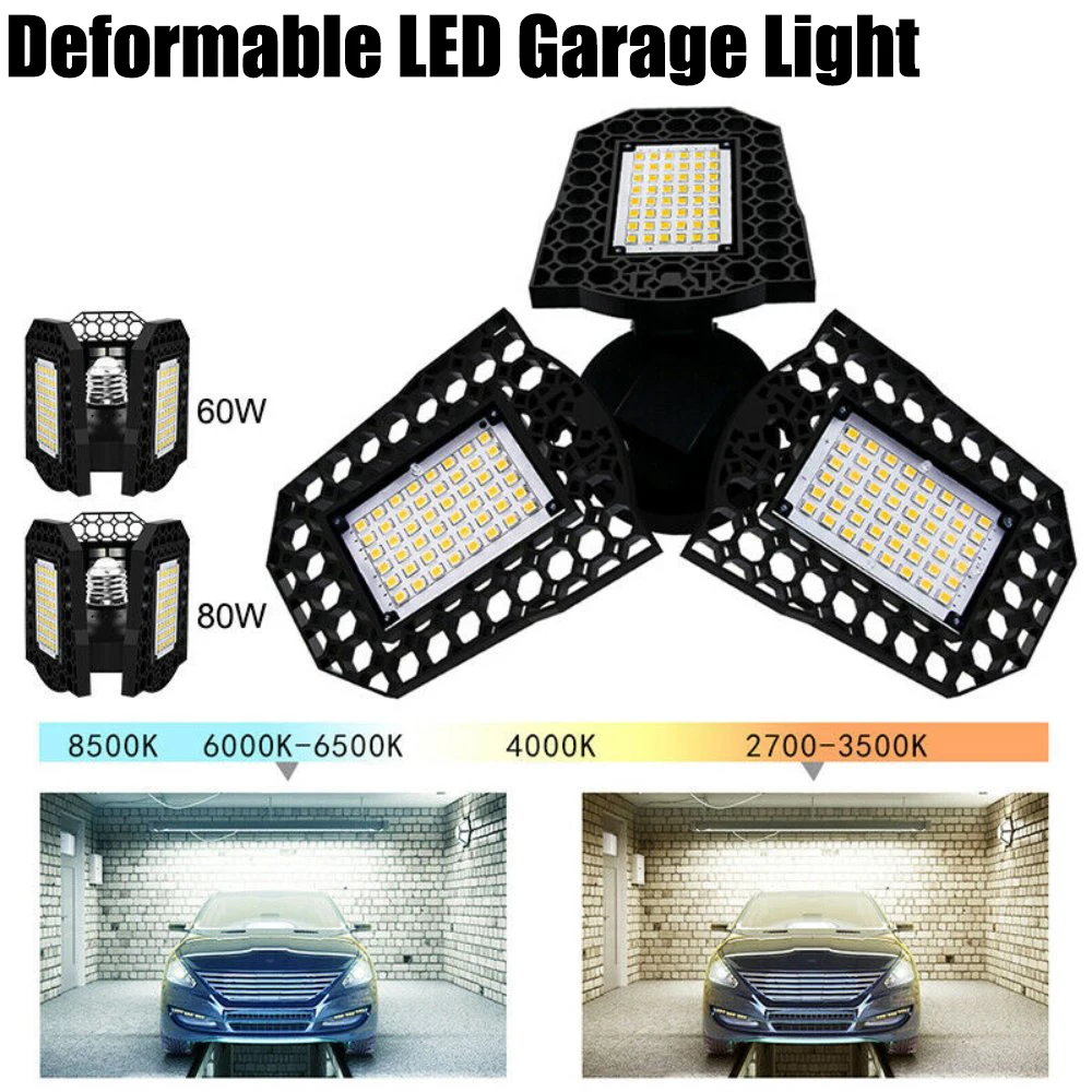 

Garage Light Light Bulb Bulb Deformable Ceiling Fixture Lights 80W LED