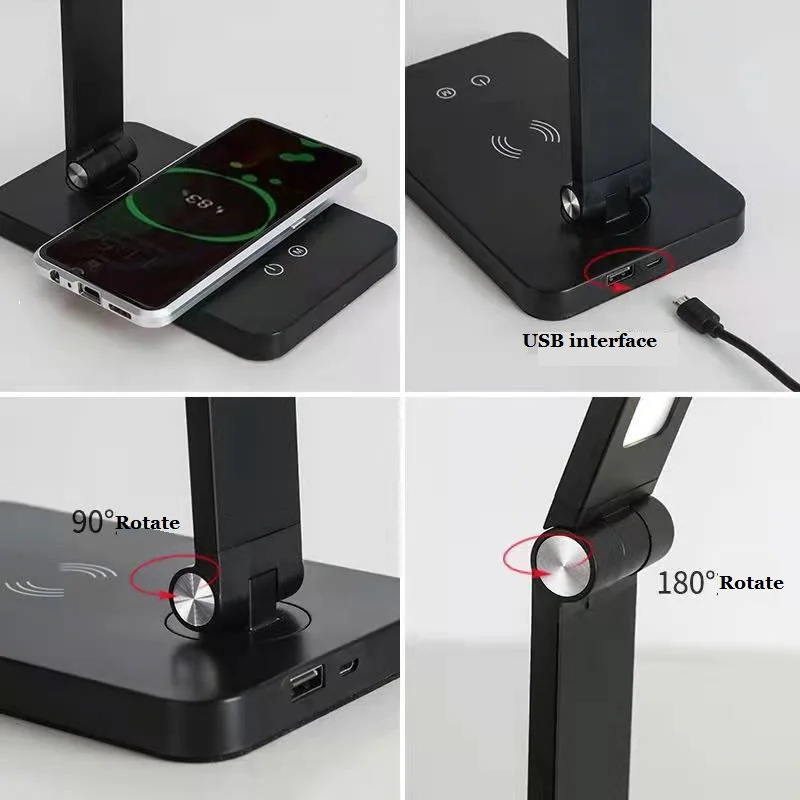 eye protection reading table led lamp wireless phone charging desk led light two in one table lamp free global shipping