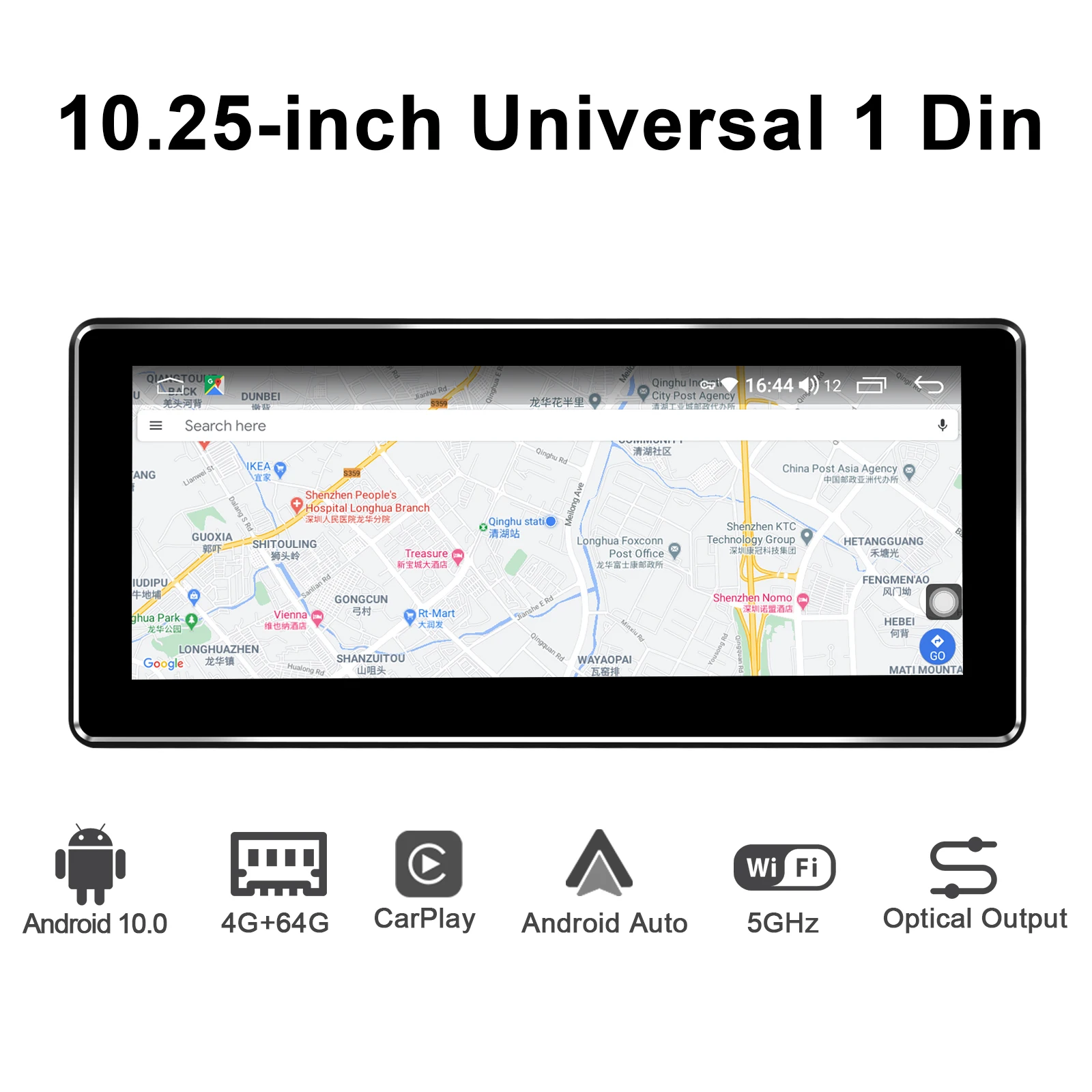 저렴한 차량용 라디오 스테레오 10.25 인치 1Din 중앙 멀티미디어 플레이어 GPS 내비게이션, 무선 카플레이, 4G 캠 대시, 안드로이드 10