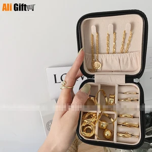 Простая черно-белая двухцветная шкатулка для драгоценностей, Бин творожная сумка, для переноски, органайзер для косметики, многофункциональный чехол для одежды