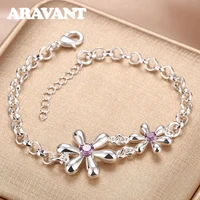 women bracelet 925 silver flowers crystal bracelets chain for women wedding jewelry accessories