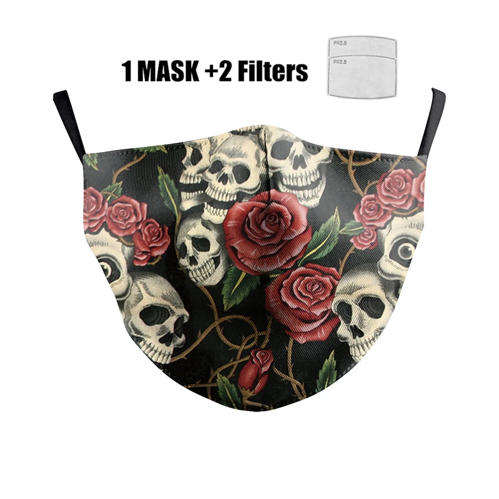 Многоразовая моющаяся маска ужасов с принтом черепа Защитная PM 2 5 Маска для рта