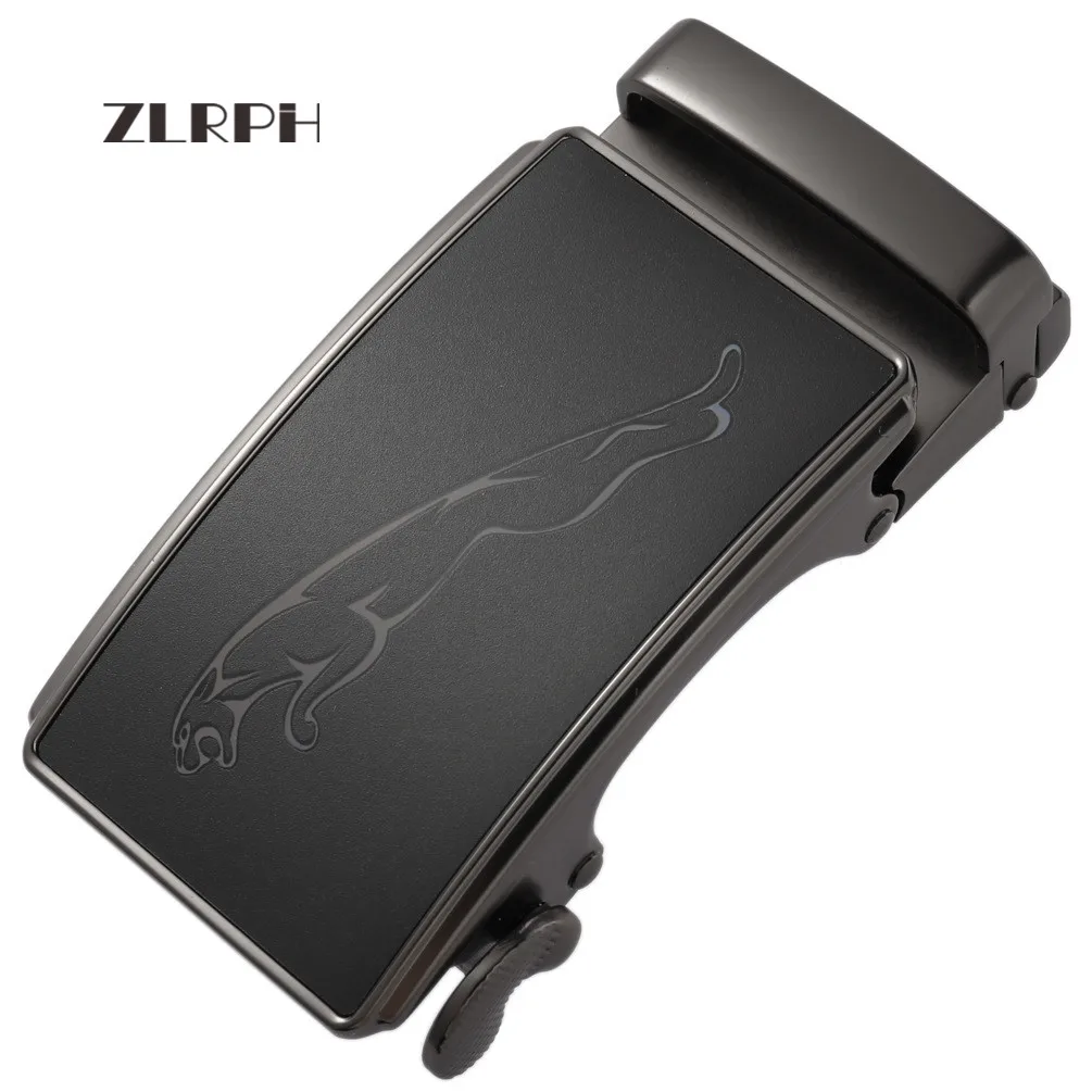 

ZLRPH genuine leather men's simple belt fashion designer business new belt Jaguar pattern decorative alloy automatic buckle