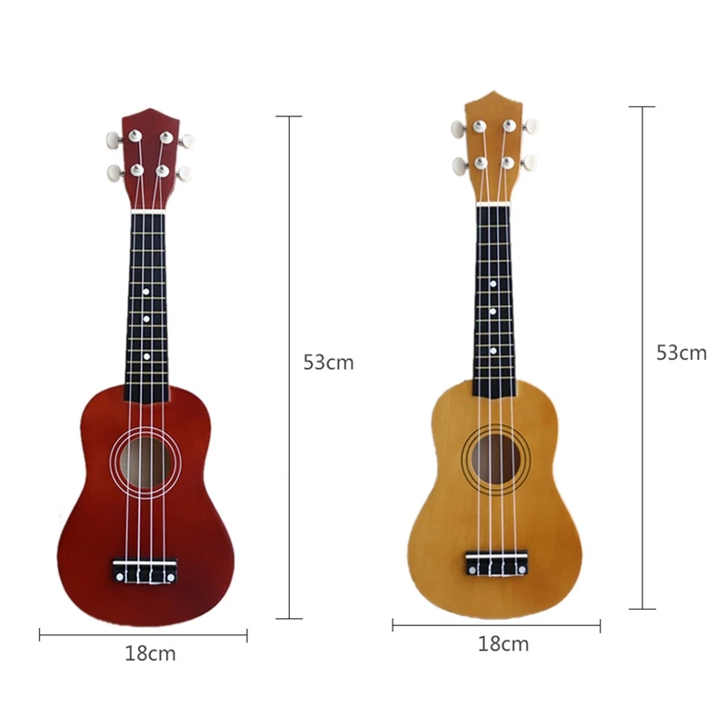 2Pc 21 Inch Soprano Ukulele 4 Strings Hawaiian Guitar Uke + String Pick for Beginners Kid Gift(Red Brown&ampMocha) | Спорт и
