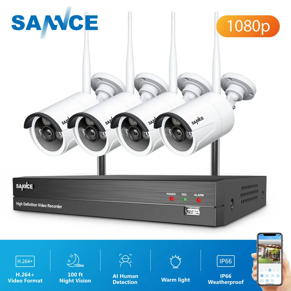 

SANNCE 8CH Wireless Video Surveillance Kit 1080P 1TB HDD NVR Smart IR Security System 2MP IP Camera Outdoor CCTV Security Sets