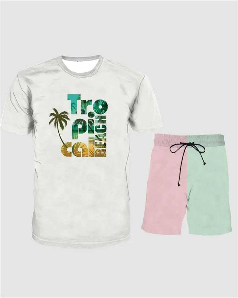 

Fahion New Men's 3D T shirt Set 3D Print Trend Exquisite Pattern Clothes Men's Outdoor Leisure Short Sleeve Shorts 2 Piece Set