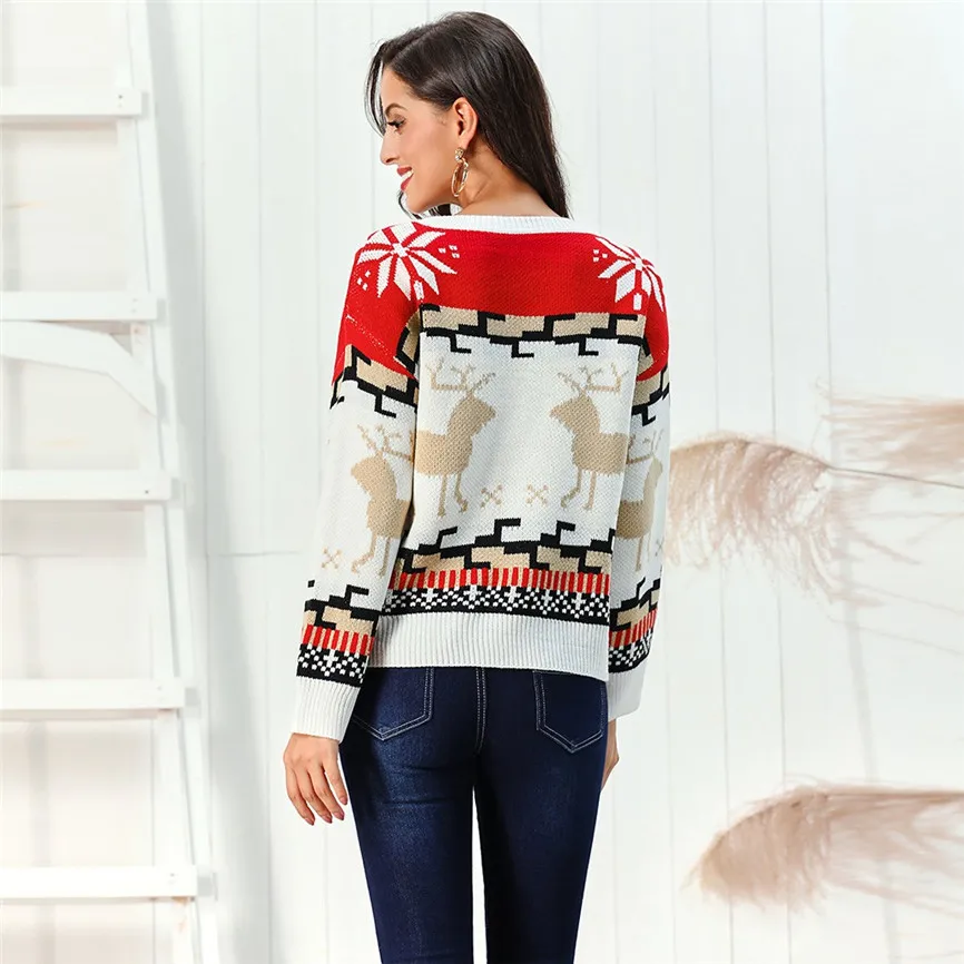 Женский джемпер свитер пуловер топы пальто Рождество зима для женщин s девушек