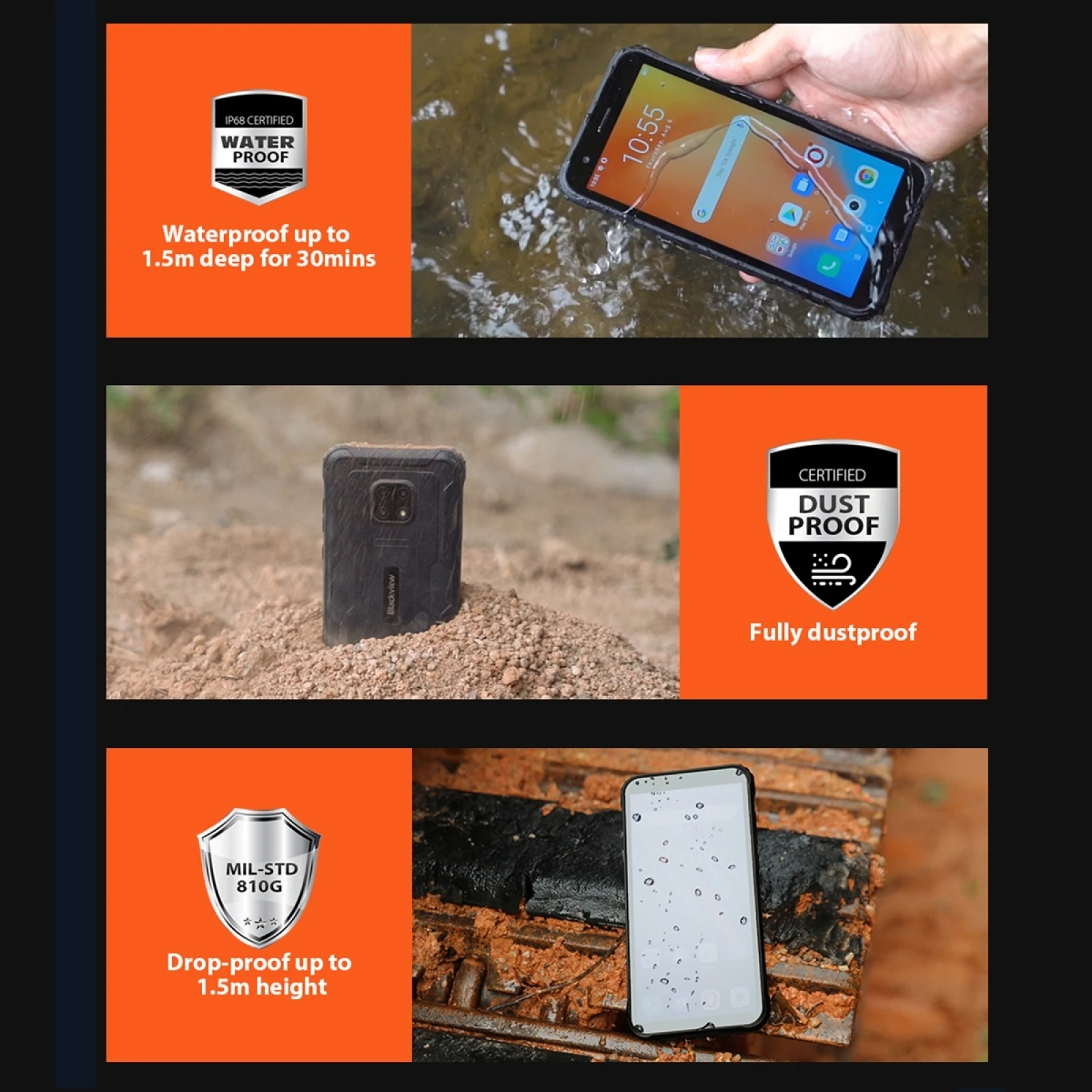 Смартфон Blackview BV4900S защищенный IP68 Android 11 2 + 32 ГБ 5 7 дюйма 5580 мАч | Мобильные телефоны