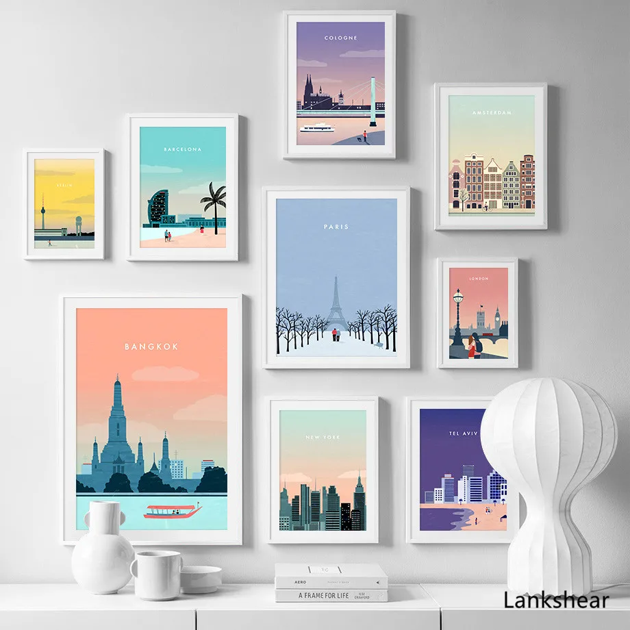 

Nordic Paris London Berlin Travel Posters And Prints Vintage Wall Art Canvas Painting Wall Pictures For Living Room Modern Decor