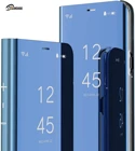 Умный зеркальный флип-чехол для iPhone 11 12 Pro Mini XR XS Max, прозрачный, прозрачный, с гальваническим покрытием, полноразмерный, противоударный чехол