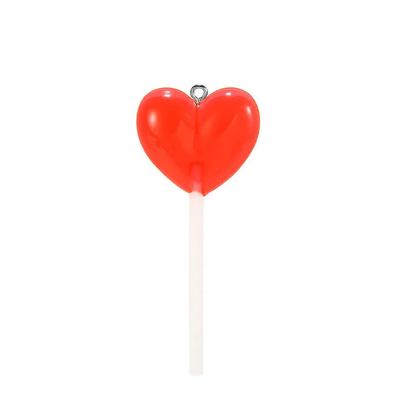 

10pcs/lot Sweet Colorful Resin Heart Lollipop Charms Pendant DIY Keychain Necklace For Women Jewelry Making Accessories
