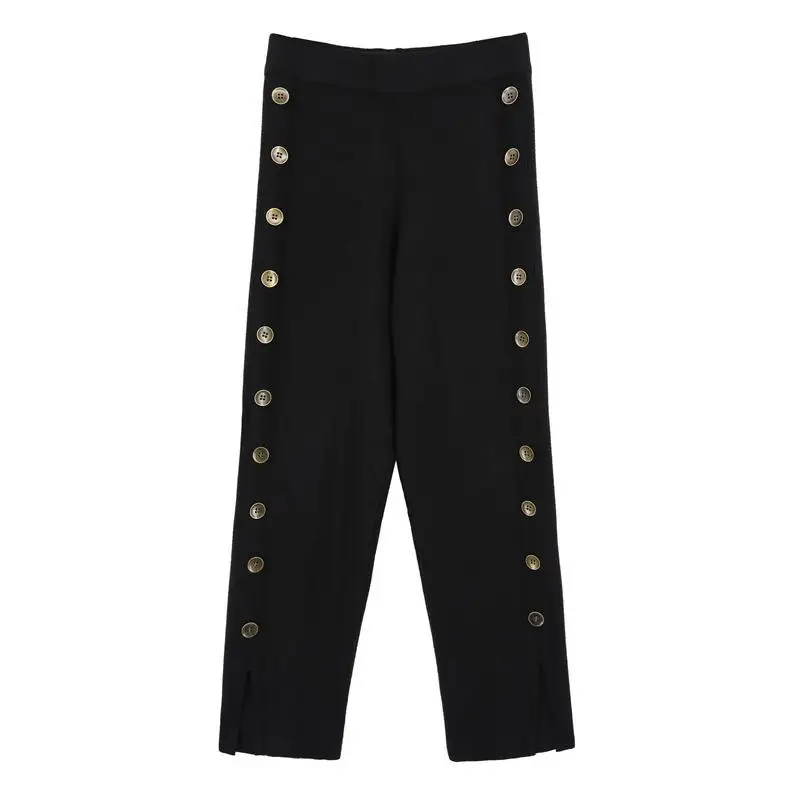 

Женские длинные вязаные прямые брюки на осень-зиму 2020, женские плотные теплые повседневные однотонные брюки, женские брюки с эластичной тал...