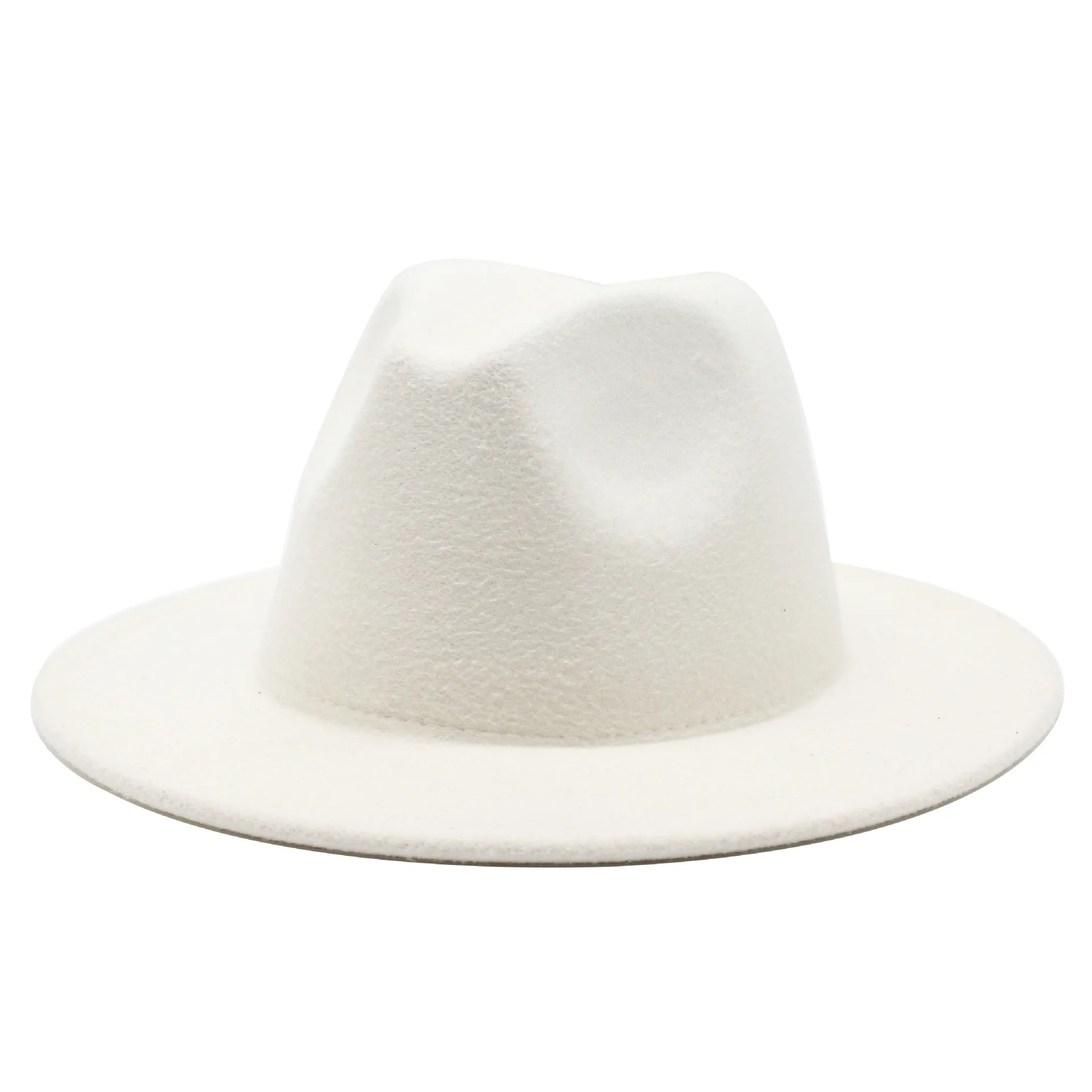 

All-match Wide Brim Fedora Hat For Women Solid Color Wool Felt Hat For Men Autumn Winter Panama Gamble Yellow Jazz Cap 56-61cm