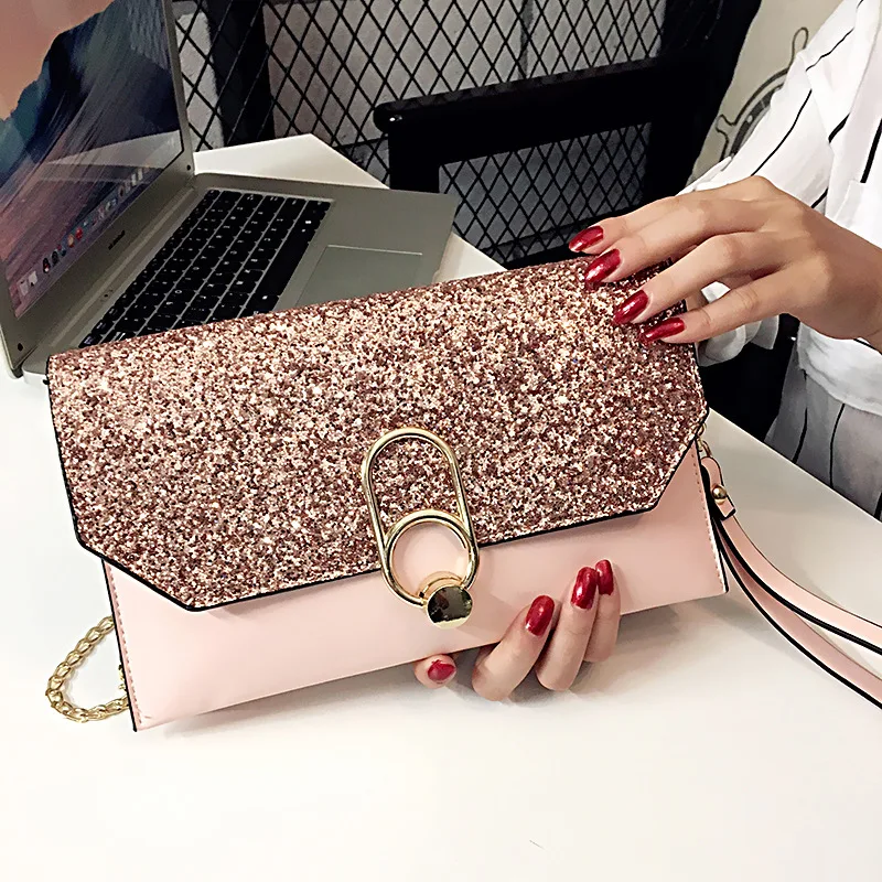 

2021 Glitter Women Flap Large Clutch Waist Chain Crossbody Bags Waist Purse