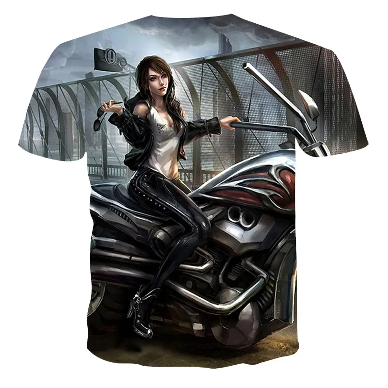 

2021 New Summer Cool Men's 3D printed Motorcycle Style T-Shirt Quick Drying Personality pattern Punk O-Neck Oversized T-Shirt
