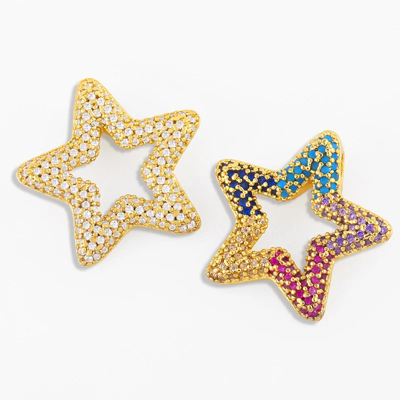 

OCESRIO Gold Filled Crystal Zircon Big Star Pendant Decoration Pendant Zirconium Gothic Jewelry Making Supplies pdta006