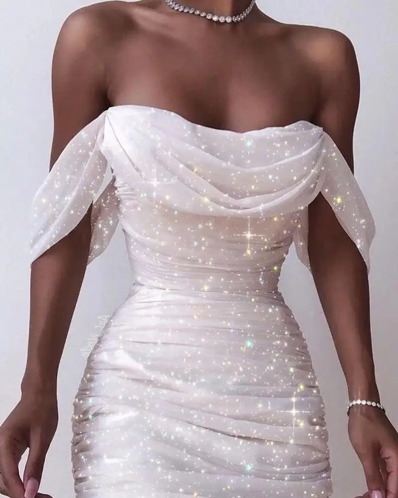 

Hot Womens Tassel Sleeveless Slash Neck Sequin Mini Dresses Ladies Fashion New Evening Party Dress