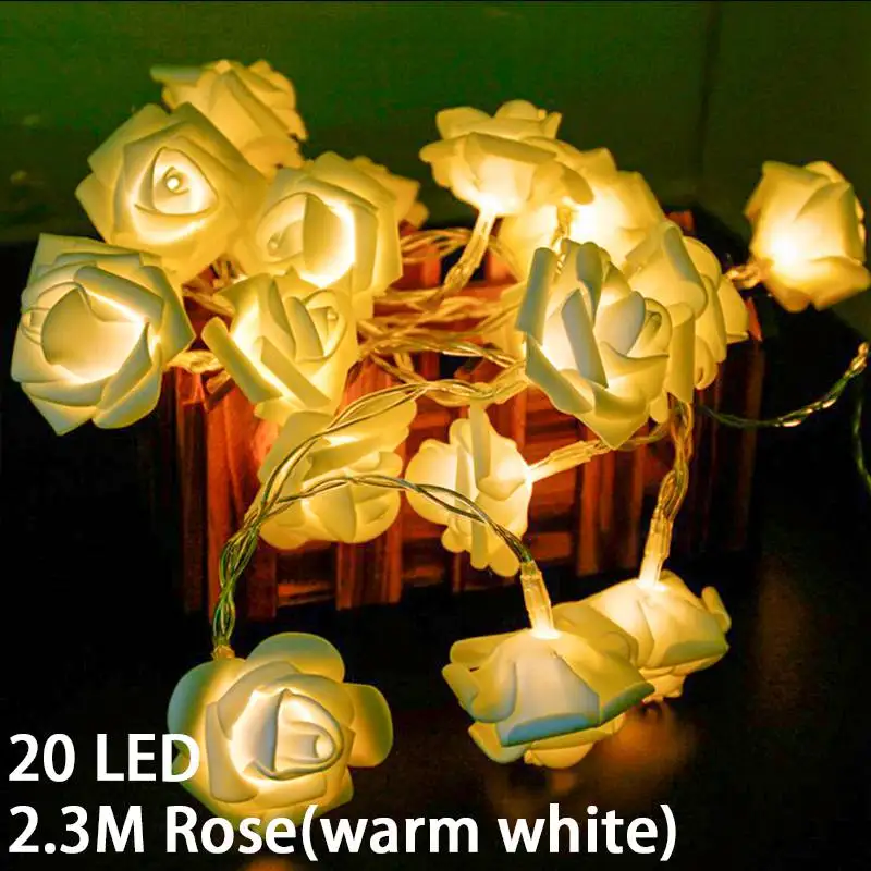 Warm white rose 20 ротанговый шар светодиодный гирлянда сказочные огни Рождественская елка украшения Рождественский Декор теплое белое светодиодное освещение Декор год - Цвет: Warm white rose