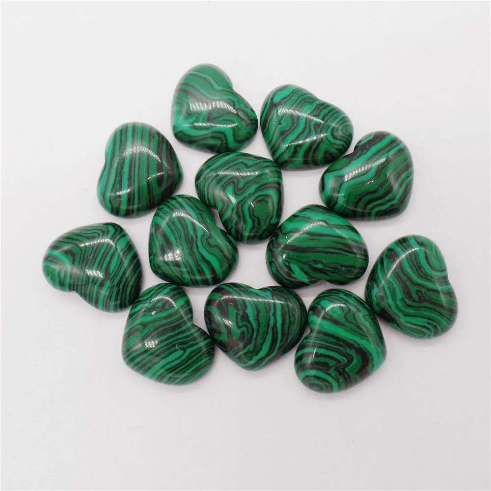 

100Pcs 18x15x6mm Green And Black Malachite Love Heart Cab Cabochon For DIY Jewelry Making Necklace Accessories Exquisite Gift