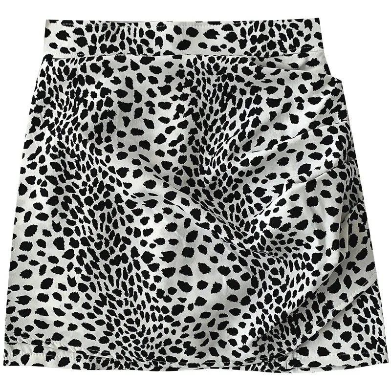 

Summer Leopard Skirt Women Casual High Waist Zipper Fly Mini Skirts Femme Vintage Fashion Bottoms