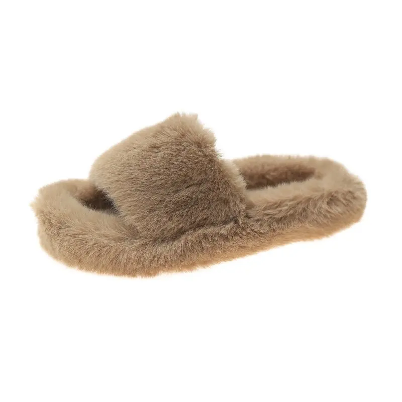 

Winter Women Home Slippers Candy Color Warm Fur House Furry Indoor Shoes Slip on Flats Female Home Slides Plush Slippers 2020