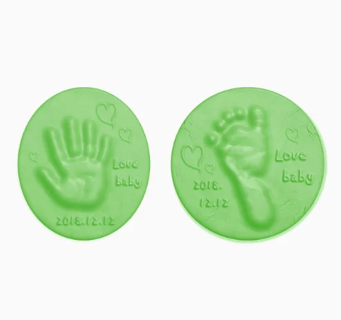 green Детские товары детские руки ноги Inkpad сушка мягкая глина ребенок Handprint отпечаток ноги литье родитель-ребенок рука подушечка с чернилами для отпечатков - Цвет: green