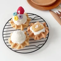 simulation dessert round waffle triangle waffle shape scented candle mold baking cake silicone mold