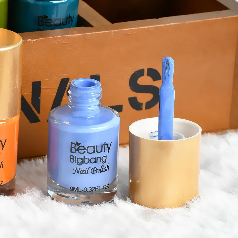 BEAUTYBIGBANG 9 мл 6 цветов стемпинг ногтей покрытие лак красочный дизайн ногтей пластина лак УФ-гель для ногтей Vernis A Ongle