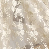 1yard good quality mesh flowers embroidery lace fabric soft cotton lace fabric cloth dress material