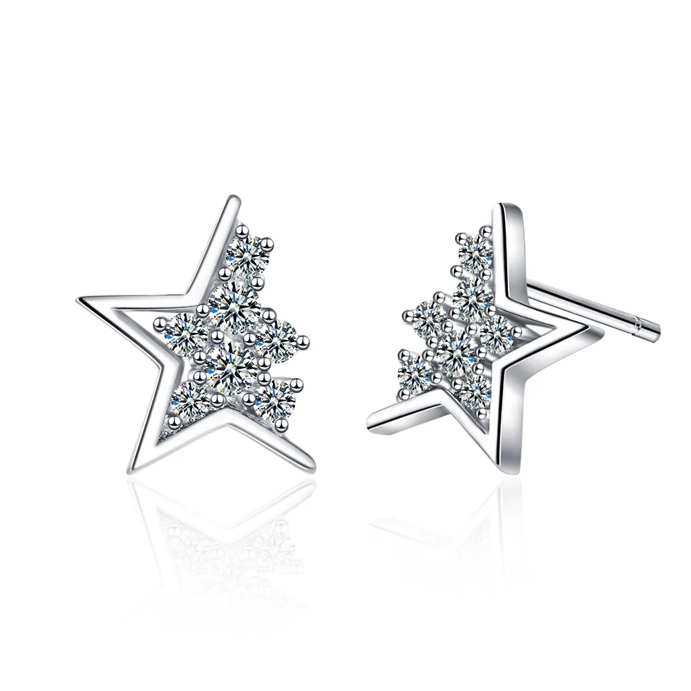 

WANGAIYAO inlaid zircon star earrings female simple student Mori series small five-pointed star earrings