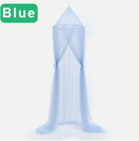 Blue Однодверная детская москитная сетка, полиэфирная сетка для девочек, украшение для комнаты, балдахин, висящая купольная кровать, сетки, принцесса, кровать, детский балдахин для детской кроватки - Цвет: Blue