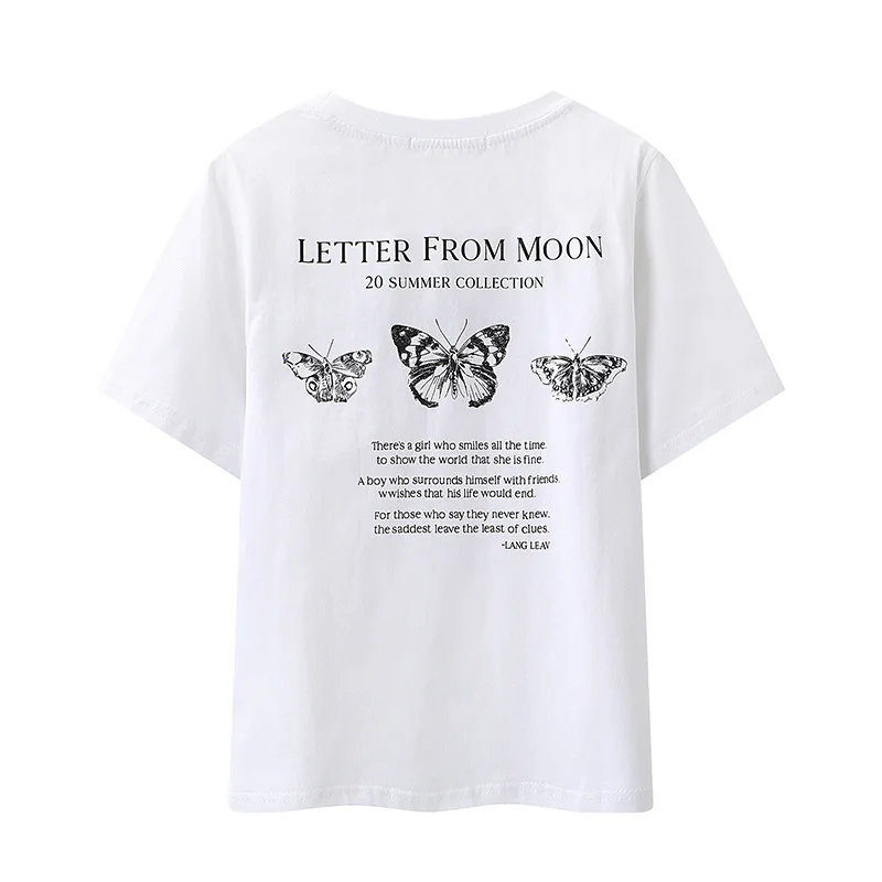 

Butterfly Embroidery T Shirt Women 2021 Summer O Neck Short Sleeve Cotton Soft Tshirt Tops Vintage Casual Streetwear T-shirts