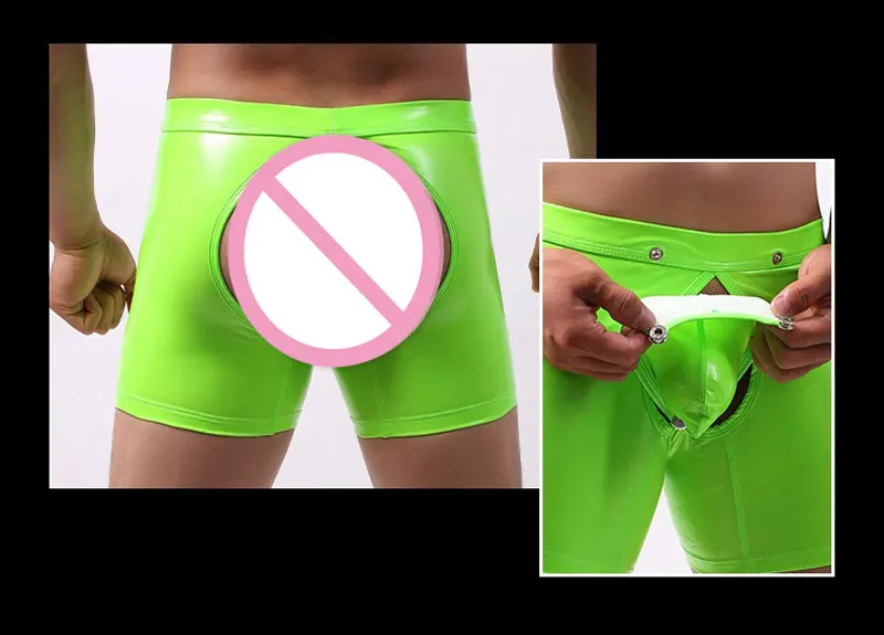 Sexy Men Plus Size Erotic Jockstrap Bandage Faux Leather Panties Hollow Out Open Crotch Shiny U Convex Pouch Pants Gay Wear F20 |