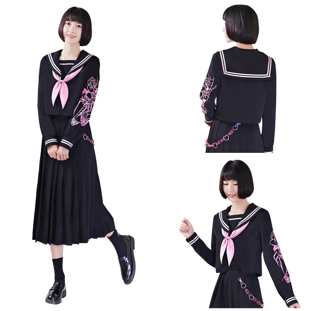 Японский костюм в стиле Харадзюку С матросским воротником для девочек наряды с