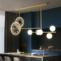led chandelier lighting dining room island glass ball gold hanging lamp modern creative restaurant kitchen coffee shop fixtures