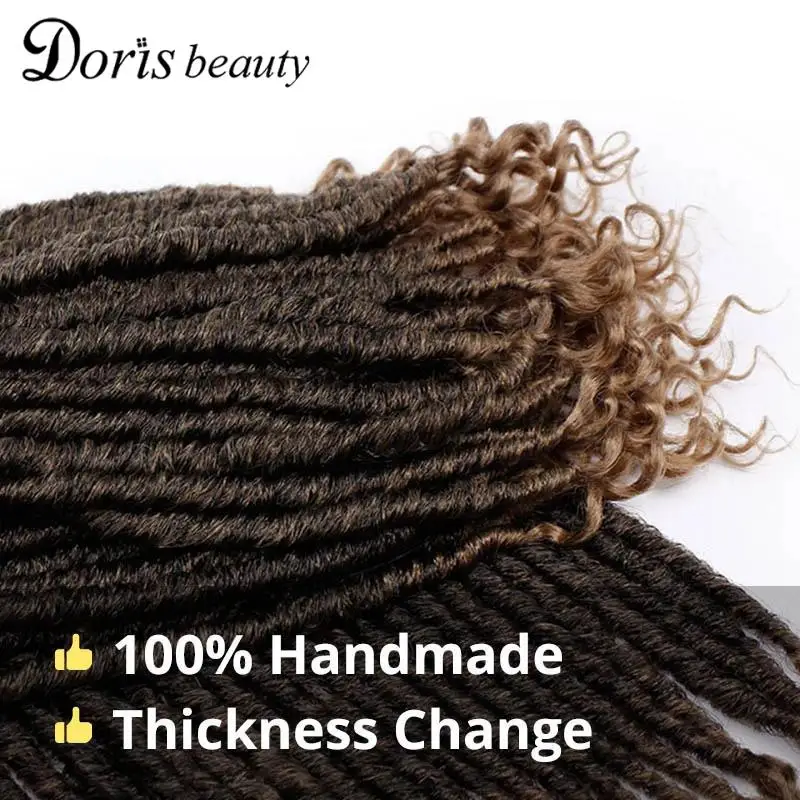 

Doris beaut desse Faux Locs Crochet cheveux extrmit douce tresses synthtiques naturelles Extension marron 16 & 20 pouces po